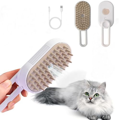 LIBRNTY Peine de masaje para gatos con vapor,Cepillo para Gatos para Mudar de Pelo,Peine de depilación,Cepillo de Vapor para Gatos para Masaje para Desenredar Nudos y Pelos Sueltos en Animales