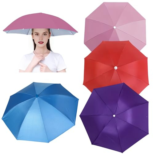 4 Pack Umbrella Hats, 26 Diameter Head Umbrella Hat for Women Men