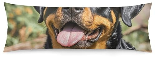 Federe per cuscini con testa e lingua a forma di Rottweiler, leggere, super morbide, facili da pulire, in microfibra, con cerniera, morbide e traspiranti, per capelli e pelle, decorazione per la casa