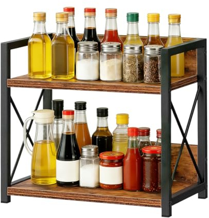 Wapasezyar Scaffale Portaspezie da Cucina con 2 Ripiani, Organizer da Cucina per Piano di Lavoro, Scrivania, Piccolo Organizer per Spezie, Piccolo Mensola per Cucina, Angolo Armadio, Ufficio, Bagno