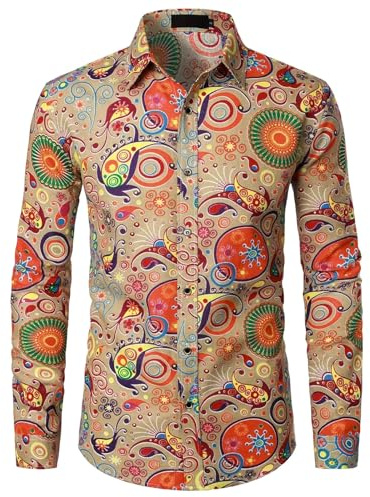 Bastwahl Deguisement Disco Homme - Mode Festive - Chemise années 70, Chemise pour Homme, Style Disco, Costumes de Carnaval