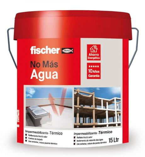 fischer - Pintura Impermeabilizante térmico | Aislamiento Térmico y Acústico | Resistente al Agua y Rayos UV | Ideal para Terrazas, Techos y Fachadas | 15L (Cubo 20kg) | Blanco