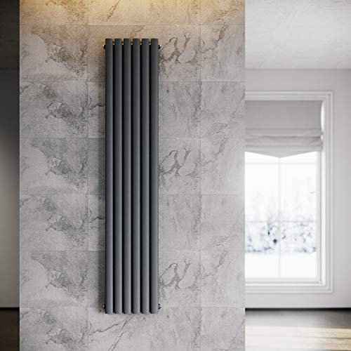 ELEGANT Radiateur Moderne Vertical Anthracite 1800x354mm Design Radiateur Panneau Tubes Double Couche Radiateur Plat Raccordement Central Chauffage
