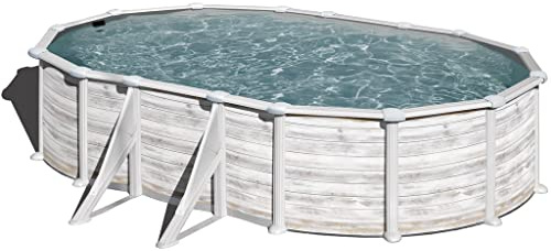 Piscina de Acero Elevada,Ovalada con Aspecto Acero Nórdico. Piscinas Desmontables para Jardín. 500 x 300 x 132 cm - Piscina Gre KITPROV508N Groenlandia.