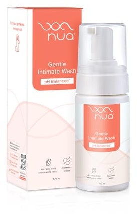 Nua Foaming Intimate Wash | Enriched with Aloe Vera and Lactic Acid | Toxin-Free, Paraben-Free and Sulphate-Free | Anti-Bacterial and Prevents infections | Balances pH | (100 ml Pack of 1)