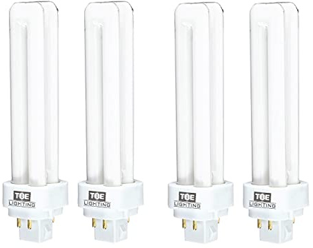 TBE LIGHTING 18w G24Q-2 4-Pin CFL Lamp - Pack of 4 Units - Cool White 4000K, 1250 Lumen/Double Turn CFL Compact Fluorescent Light