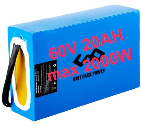UPP Batteri för elektrisk cykel 60V 20AH Ebike batteri för Ebikes, E-scooter/Go-Kart 60V 2000W 1500W 1000W 750W 500W Motorer