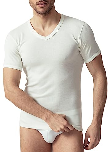 SalGiu Maglia Intima (3 Pezzi) Lana e Cotone Uomo Termica Mezza Manica Scollo a V Invernale (4)