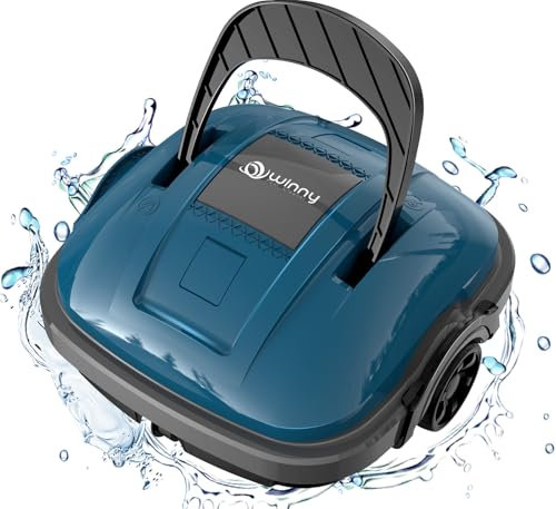 WINNY POOL CLEANER Poolroboter Akku Kabellos für Flachem Boden Aufstellpools bis 80 m² Poolsauger Roboter mit 100 Min Automatisches Parken Poolroboter Akku Robotersauger Dunkelblau