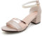 OALEEN Sandales Femme Eté Petit Talon Carré Bride Cheville Nu-pieds Paillettes Chaussures Ouverte Soirée Mariage Doré 43