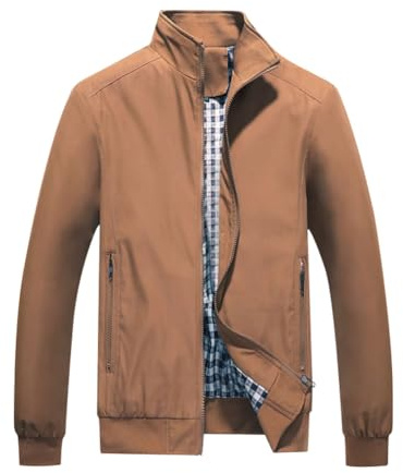Allthemen Mens Summer Bomber Jackets Baseball Lightweight Windbreaker Sports Coat #1601 Khaki L