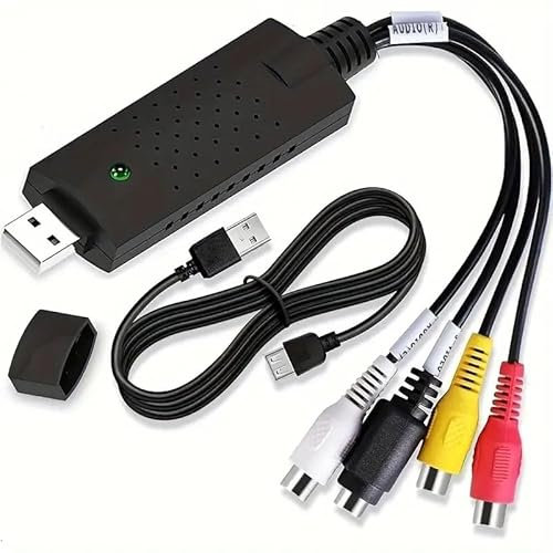 USB Video Capture Card, VHS VCR Mini DV Hi8 DVD to Digital Converter, RCA/S-Video to USB 2.0, Audio Video Record Capture