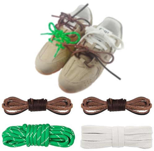 NDTEZUGT Couleurs Lacets de Mélangées pour Miu Miu Sneaker, Leather Lacets Plats Ronds de Chaussures Replacement Kit(Multicolore-B)