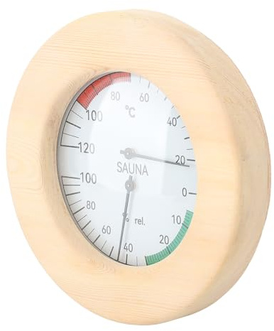 Bastu Hygrothermograph premium träväggmonterad bastutermometer och hygrometer realtidsövervakning för bastu rumstemperatur och luftfuktighet display vit furu 14 x