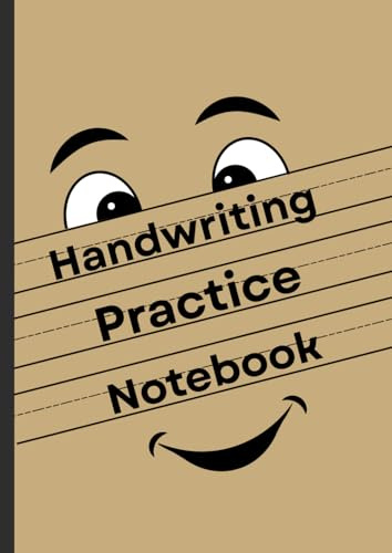 Handwriting Practice Notebook – 200 Numbered Pages of Dotted Lined Paper for Kids, Students, and Anyone Learning to Write Letters | Caramel Brown Paper Cover| Blank pages| A4 Size