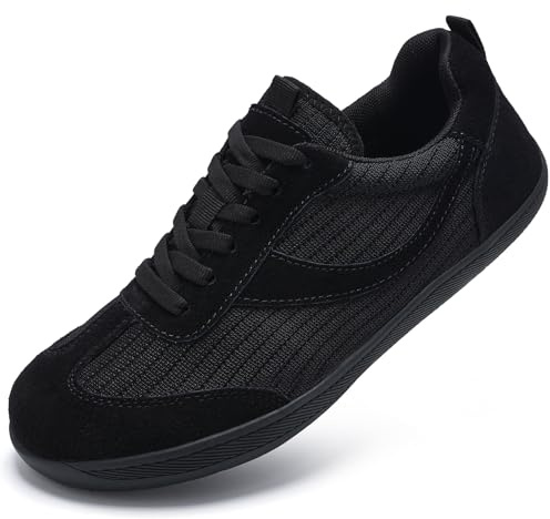 Wide Trainers for Women Barefoot Shoes Walking Sneakers All Black UK 6.5