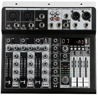 Ljudmixer, Ljudmixer Ljud 2x Mono Stereo Ingång 4 Kanals Digital Mixerkonsol For DJ Studio Scenträdande,PC, inspelningsstudio och spel