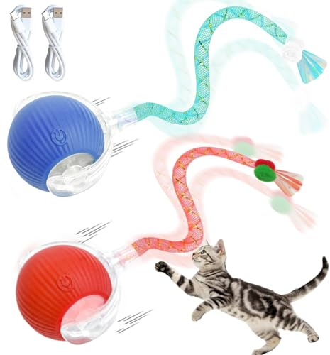 Giocattolo interattivo per gatti Elettrica Rotolante Automatica Intelligente ricaricabili, attivi, gatti, cani, animali domestici evita gli ostacoli materiali durevoli e sicuri 360° automatico