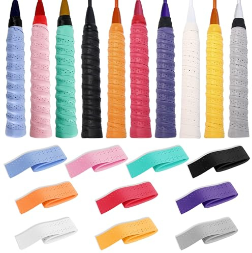 JNYUTEEN 10 Pezzi Nastro Impugnatura Racchetta da Tennis, Overgrip in PU Antiscivolo per Racchetta da Badminton, Nastro Impugnatura Assorbisudore per Tennis Badminton Ping Pong e Canna da Pesca