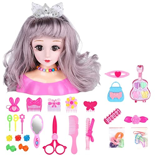 Kikumi Cabeza de Muñeca de Maquillaje de Peluquería para Niños, 25 Piezas, Modelo de Peinado, Muñeca de Maquillaje, Cabeza de, Juguetes (Máquina de semillas de melón de cerdo #35)