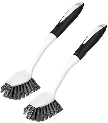 Vicloon Brosse à Vaisselle, Lot de 2 Home Brosse Vaisselle Cuisine à Dureté Forte pour Salissures Lourdes pour Nettoyage des Plates, Casseroles Éviers de Cuisine, Blanc