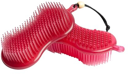 LeMieux Spazzola per ippopotamo in rosa, aiuto per la toelettatura dei cavalli, con setole delicate e spugna in gomma, taglia unica