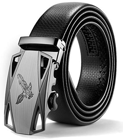 ITIEZY Ceinture Homme Cuir, Ceinture Automatique à Cliquet Sans Trou 35 mm pour Costume et Jeans, Taille Réglable