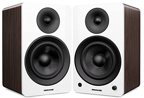 Fluance Ai61 Powered 2-Way 2.0 Stereo Bookshelf Speakers with 6.5 Drivers, 120W Amplifier for Turntable, TV, PC and Bluetooth 5 Wireless Music Streaming - RCA, Optical, USB & Sub Out (White Walnut)