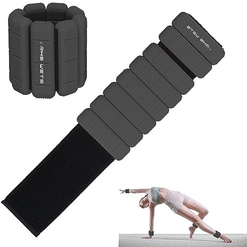 EU-patentierte tragbare Gewichtsmanschetten – 2er-Set (Jeweils 0,5 kg & 1 kg) für Damen und Herren, modisches knöchelgewichte-Set für Yoga, Tanz, Aerobic, Laufen, Gehen (Schwarz, je 1 kg)