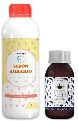 PLANTAWA Jabón Agrícola 1L + Aceite de Neem 100ml | Solución Multiusos | Fácil Aplicación y Máxima Eficacia | Versátil | Uso en Interior y Exterior | Productos de Origen Natural