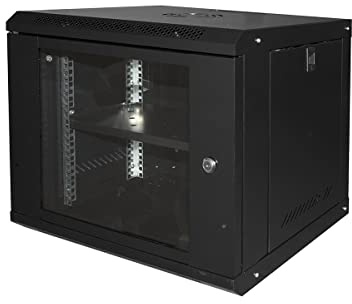 RACK 19 9U LINK SERIE LIGHT SVART FÄRG MED GLAS Dörr (AxDxL) MM 450X400X530 hylla ingår