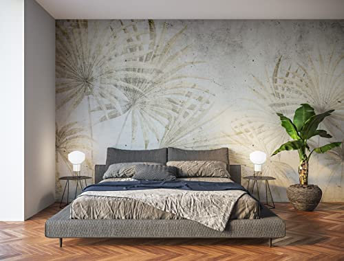 Oedim Fotomural Vinilo para Pared Textura Hoja Palmeras Beige, Mural, Vinilo Premium, 200x150cm, Decoración de Habitaciones y Salones