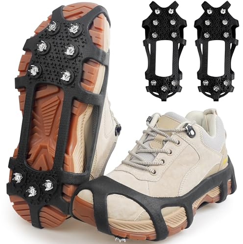 Ice Cleats for Shoes and Boots - Snow Traction Cleats Non Slip Crampons Ice Grippers for Women Men Kids Winter Walking Hiking Climbing