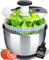 Salatschleuder aus Edelstahl, groß, einfaches kompaktes Küchenwerkzeug, Edelstahlschüssel, Abfluss und Sieb, Salatschleuder, Gemüsetrockner, Obstwascher, Nudel- und Pommesieb – 6,33 l