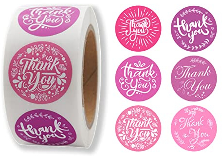 CZAYEFNH Merci Stickers Autocollants, 400 Pièces Stickers Thank You, Etiquettes Autocollantes Cadeau, Décorer Cadeau Noël, Etiquette Cadeau Autocollante pour les Emballages Cadeaux, Enveloppes, Rose