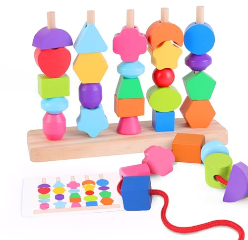 Jouet Montessori en Bois à Empiler et Tri pour Bébé et Enfant 3 Ans - Jouets d'Activité et de Développement - Jeux Bebe Éducatifs pour Tout-Petits - Cadeau d'anniversaire Et Naissance Fille Garçon