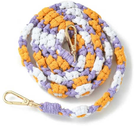 Ipotkitt 1 Pcs Handmade Flower Weave Crochet Chain Boho Style Daisy Macrame Lanyard Floral Keychains Chain for DIY Phone Case Bag Purse Lanyard Making