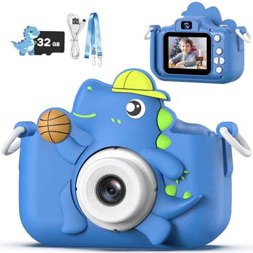 Appareil Photo Enfant, masterbee Appareils Photos Numériques Dinosaure Jouet pour Enfants 3 à 12 Ans, Cadeau Fille/Garçon de Noël/d'anniversaire, Enregistreur Vidéo HD 1080p, Caméras Jeu Enfant Blue