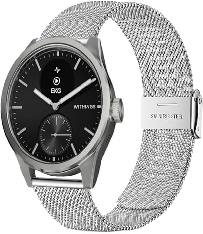 SUGARJAR 18 mm 20 mm metallrem kompatibel med Withings ScanWatch 38 mm/ScanWatch 42 mm/ScanWatch 2 38 mm/ScanWatch 2 42 mm/ScanWatch Light/Steel HR 36 mm/Steel HR 40 mm/Withings Move/Move EKG/stål