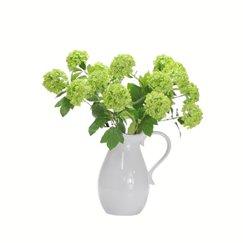 EUEUZLT Artificial Snowball Viburnum Flowers 4 Stems - 70cm Hydrangea-Like Blooms with 3 Realistic 8cm Flower Heads, 7 Colors for Year-Round Home Wedding Decor (Green)