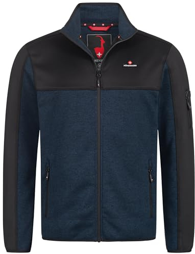 Höhenhorn Naurun Chaqueta de forro polar para hombre, chaqueta híbrida, chaqueta de punto, chaqueta Softshell, azul oscuro, XL