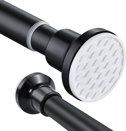 Extendable Shower Curtain Rod 168-316cm Stainless Steel Shower Curtain Pole Spring Tension Rod Adjustable Telescopic Pole No Drilling for Bathroom Bedroom Window Closet Kitchen Wardrobe,Black