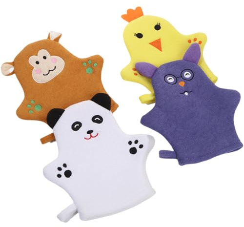 4Pcs Baby Washcloths Soft Cartoon Baby Safe Kids Washcloths Cute Animal Wash Mitts for Body for Bath Shower Boys Girls