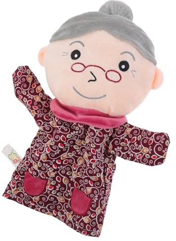 Gogogmee Marionetta da Mano Nonna Ultra Morbido, Burattino Familiare Educativo per Dai 3 Anni, Pupazzo Peluche Leggero per Giochi di Narrazione e Ruolo