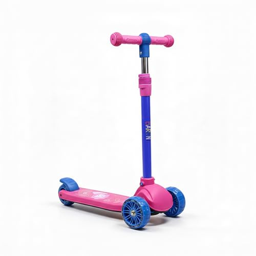 Baroni Toys Monopattino 3 Ruote per Bambini dai 3 Anni, Ruote LED Luminose Senza Batterie, Manubrio Regolabile in 3 Altezze, Freno Posteriore, Design Ergonomico e Stabile, 52x25x81cm