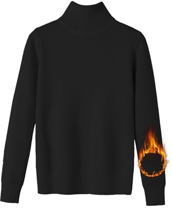 Polokrage stickad jumper mjuk pullover tröja fleece baslager | Fin stickad tröja med rund hals, termisk hög hals stickad för höst vinter