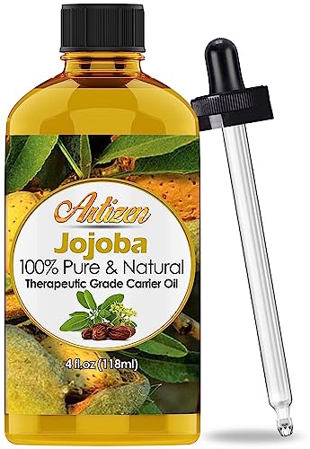 Artizen 100% Pure Jojoba Oil (Huge 4OZ Bottle) All-Natural Jojoba Oil - Cold Pressed - Perfect Moisturizer for Hair, Skin, Face, and Hair