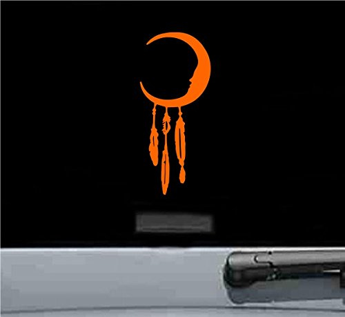 JS Artworks Moon Dream Catcher Vinyl Decal Sticker (Orange)