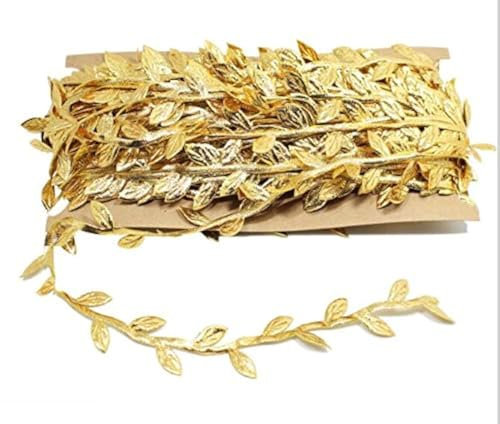 EMAAN 98 ft Artificial Vine,Gold Leaf Ribbon, Garland Baby Hair Band Wedding Party Christmas Home Wall DIY Gift Craft Decoration(Gold)
