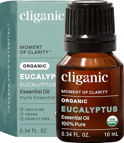Cliganic USDA Organic Eucalyptus Essential Oil, 100% Pure | Natural Aromatherapy Oil for Diffuser Steam Distilled | Non-GMO Verified